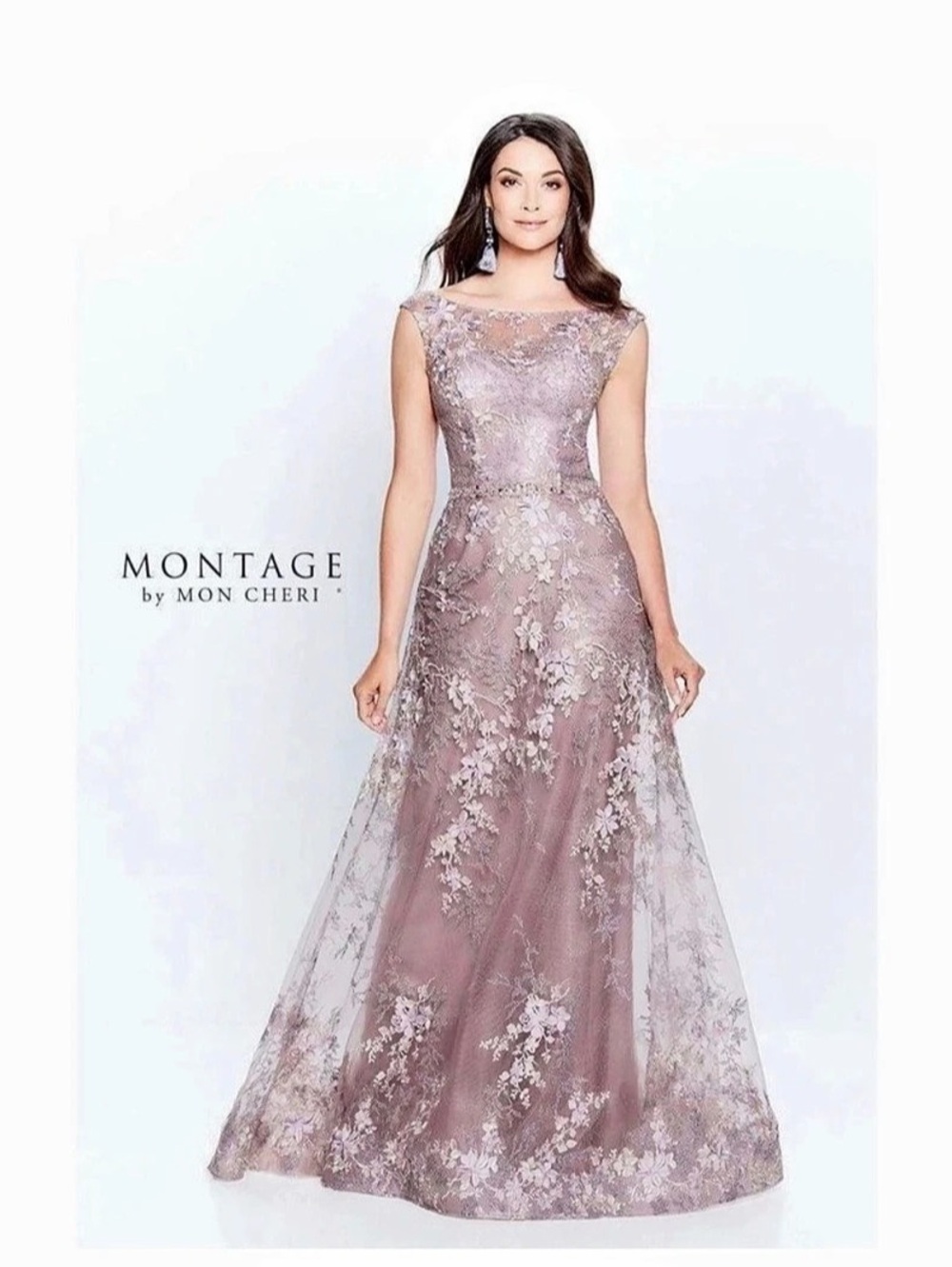 Montage by Mon Cheri Floral Embroidered Lace Evening/Mother of the Bride
